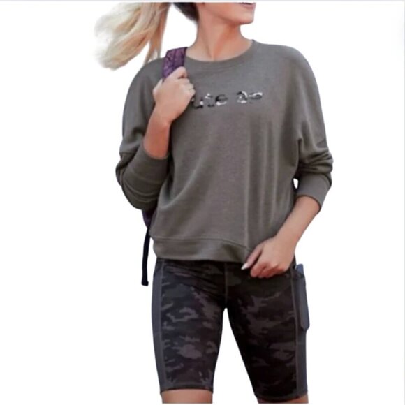 Fabletics CUTE AF Gray Crewneck Sweatshirt, Large - Picture 7 of 9